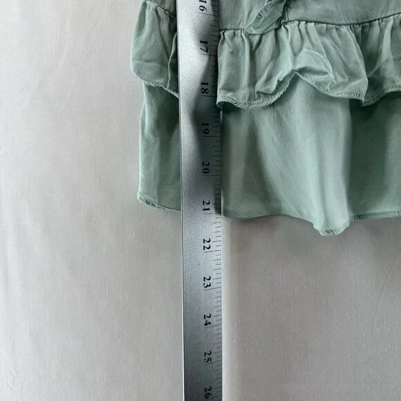 H&M Tank Top Womens Size 6 Ruffled Tiered Cami Sleeveless Viscose Silk Green - Picture 8 of 8